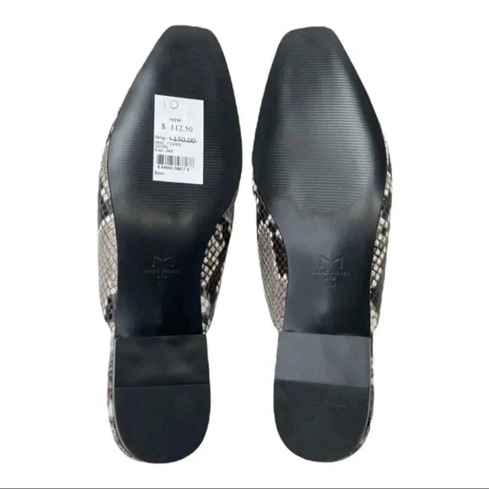 Marc Fisher LTD Pam2 Snake Embossed Leather Womens Flat Mules - Picture 15 of 16